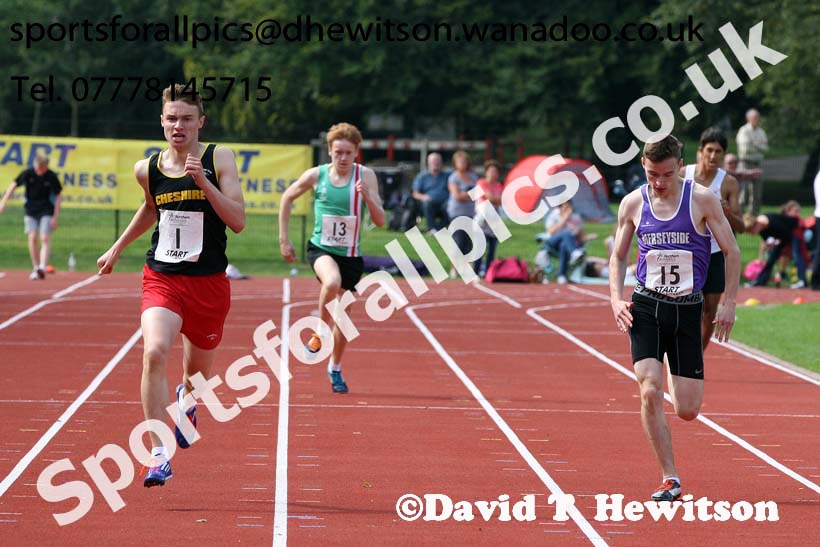 Mens 400 metres at the Northern Inter-Counties under-17s and 15s at Witton Park, Blackburn. Photo: David T. Hewitson/Sports for All Pics